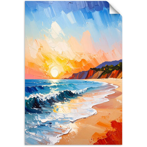 Selbstklebendes Poster – Wandsticker Landschaft Meer Strand Sonnenuntergang 100x150 cm