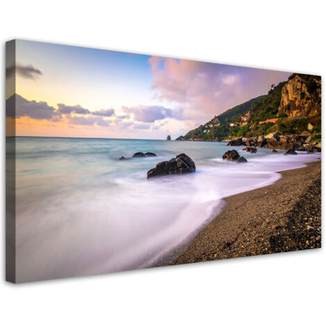Wandbild Landschaft steiniger Strand Meer 100x50 cm (1/5)