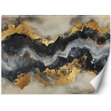 Fototapete Schwarzer und weißer Marmor mit Gold 350x245 cm (1/5)