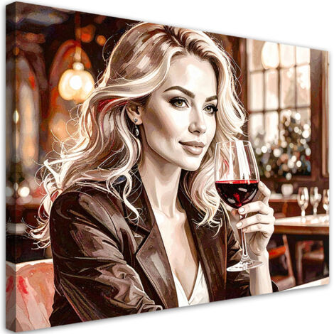 Wandbild Frau Restaurant Rotwein 60x40 cm (1/5)