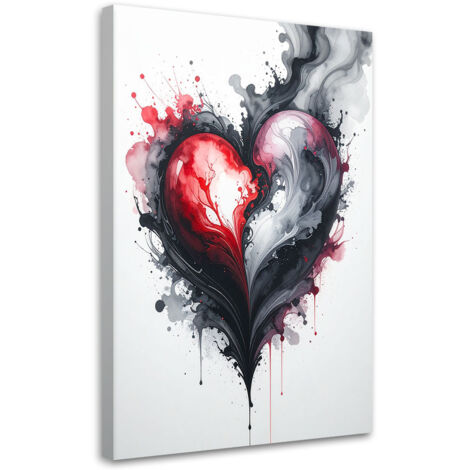Wandbild Abstraktion mit rotem Herzen 40x60 cm (1/5)