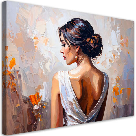 Modernes Wandbild für das Wohnzimmer oder Schlafzimmer Schöne Frau Beige 60x40 cm