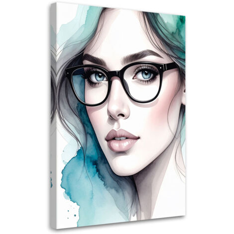 Wandbild Porträt einer Frau mit Brille 60x90 cm (1/5)