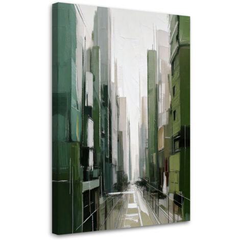 Wandbild Stadt Architektur Aquarell Grün Modern 40x60 cm (1/5)