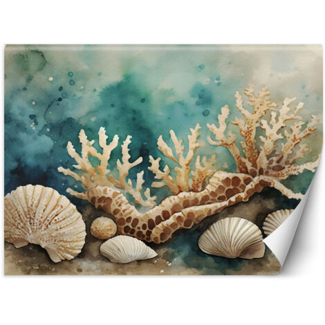 Fototapete Muscheln und Seesterne türkis 350x245 cm (1/5)