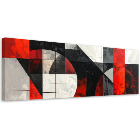 Wandbild Modern Geometrische Abstrakt rot grau 90x30 cm (1/5)