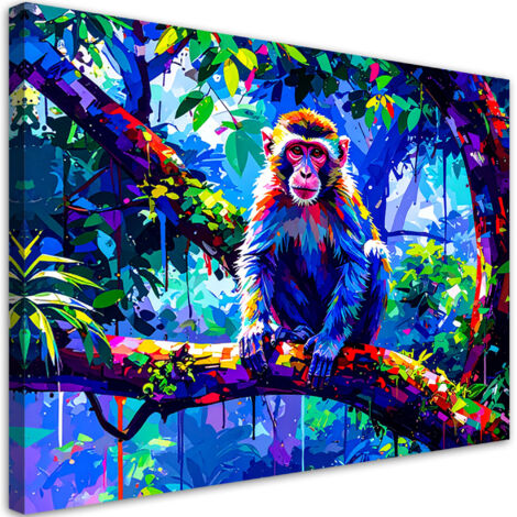 Wandbild Bunter Affe auf einem Ast 60x40 cm (1/5)