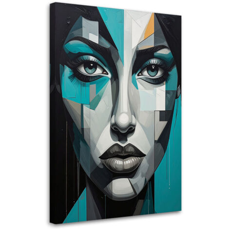 Wandbild Modern Frau Gesicht Porträt Türkis 40x60 cm (1/5)