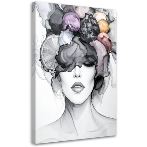 Wandbild Frau mit Früchten auf dem Kopf 70x100 cm (1/5)
