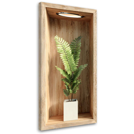 Wandbild Farnblätter in einer Holzvertiefung 40x80 cm (1/5)