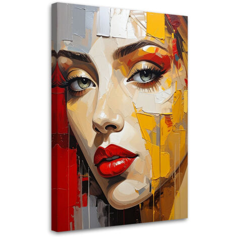 Wandbild Frau Porträt gelb rot 40x60 cm (1/5)