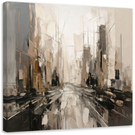 Wandbild für das Schlafzimmer Stadt Abstraktion Beige Stadtlandschaft 50x50 cm