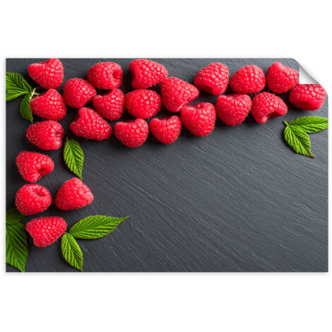 Selbstklebendes Poster – Wandsticker Rote Himbeeren Früchte Natur 120x80 cm