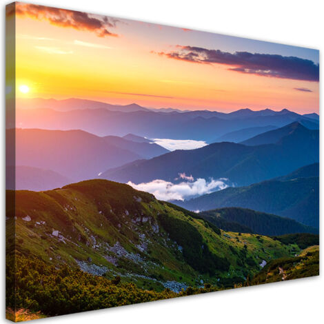 Wandbild Berglandschaft Sonnenuntergang 60x40 cm (1/5)