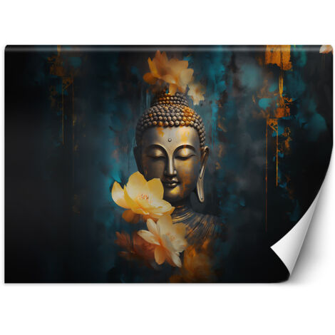 Fototapete Buddha und goldene Blumen 150x105 cm (1/5)