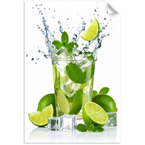 Selbstklebendes Poster – Wandsticker Limetten-Mojito-Cocktail mit Früchten 20x30 cm