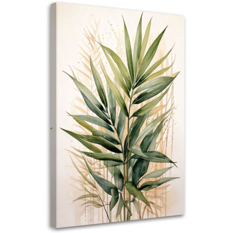 Wandbild Grüne Blätter Aquarell Beige Natur 40x60 cm (1/5)
