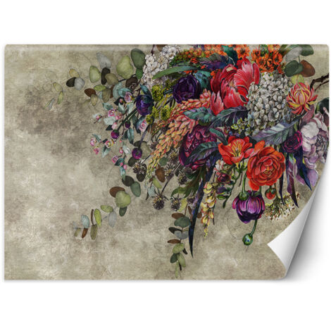 Fototapete Hängende Blumenstrauß Beton Textur 250x175 cm (1/5)