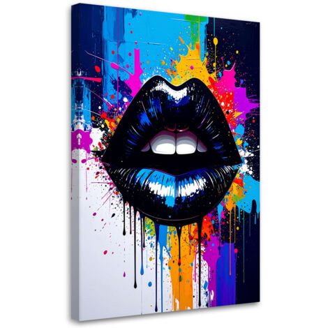 Wandbild Abstrakt schwarze Lippen Farbe 70x100 cm (1/5)