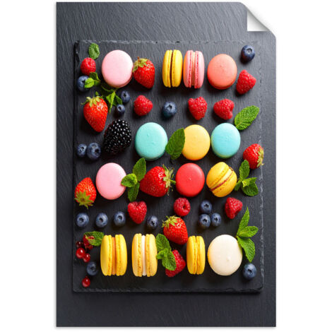 Selbstklebendes Poster – Wandsticker Makronen Kekse und Früchte 30x45 cm