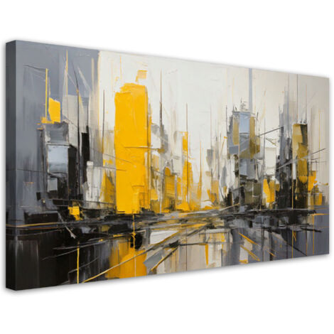 Wandbild Stadt Abstraktion Gelb Grau Minimalismus 80x40 cm (1/5)