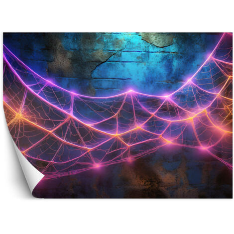 Fototapete Spinnennetz Neon Farbe 100x70 cm (1/5)
