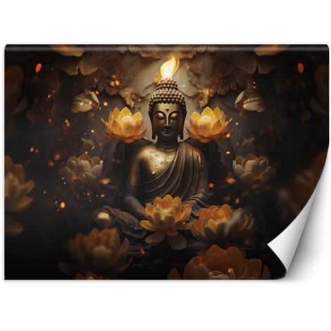 Fototapete Goldener Buddha und Lotosblumen 450x315 cm (1/5)