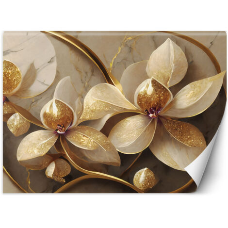 Fototapete Blumen Glamour Gold 300x210 cm (1/5)