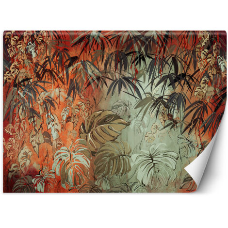 Fototapete Bemalte tropische Dschungelblätter 250x175 cm (1/5)