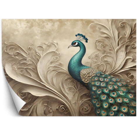 Fototapete Pfau Vogel Tiere Beige 250x175 cm (1/5)
