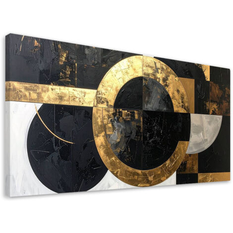 Wandbild Abstrakte Textur Kreise Formen schwarz-gold 80x40 cm (1/5)