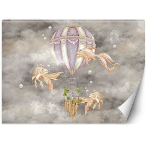 Fototapete Heißluftballon fliegendes Haus und Fisch 250x175 cm (1/5)