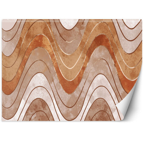 Fototapete Horizontale wellige Linien Orange Beige 250x175 cm (1/5)