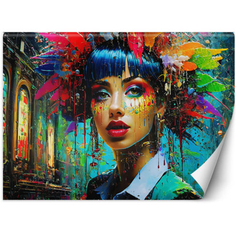 Fototapete Bunte Frau Abstraktion 250x175 cm (1/5)