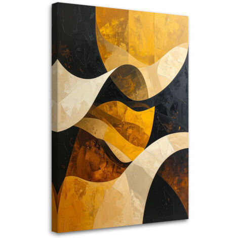 Wandbild Abstraktion Linien Wellen gelb schwarz gold 70x100 cm (1/5)