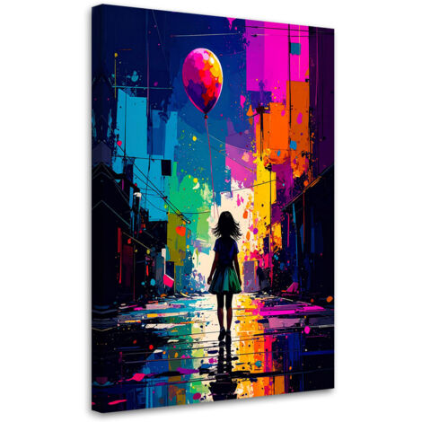 Wandbild Mädchen mit Ballon Street Art 70x100 cm (1/5)