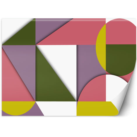 Fototapete Geometrische Abstrakt Gelb Rosa Lila Grün 400x280 cm