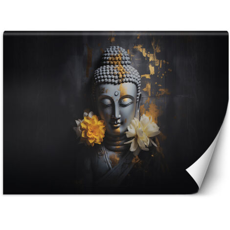 Fototapete Grauer Buddha und Blumen 100x70 cm (1/5)