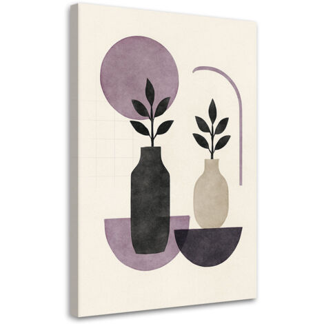 Wandbild Japandi Pflanzen Vase Abstraktion Violett Beige Minimalismus 40x60 cm (1/5)