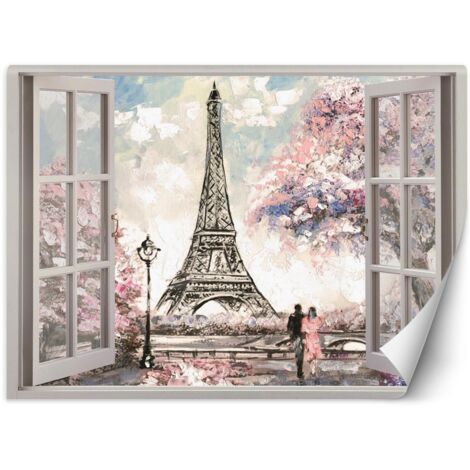 XXL-Poster, Fenster mit Blick auf den Eiffelturm - 280x200