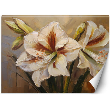 Fototapete Weiß gemalte Blume 200x140 cm (1/5)