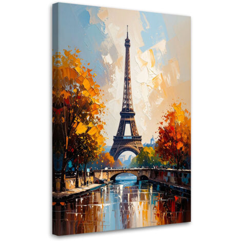 Wandbild für das Wohnzimmer Büro Eiffelturm Paris Herbstlandschaft 60x90 cm