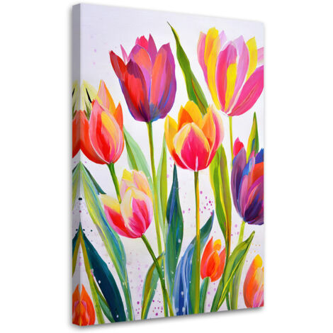 Wandbild modern Tulpen Aquarell Bunt 40x60 cm (1/5)