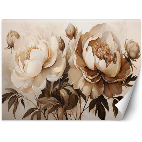 Fototapete Pfingstrosen Pfingstrosen Blumen in Beige 300x210 cm (1/5)