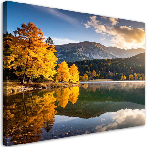 Wandbild Herbstlandschaft See Berge 60x40 cm (1/5)