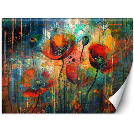Fototapete Abstrakte Blumen Mohnblumen 200x140 cm (1/5)