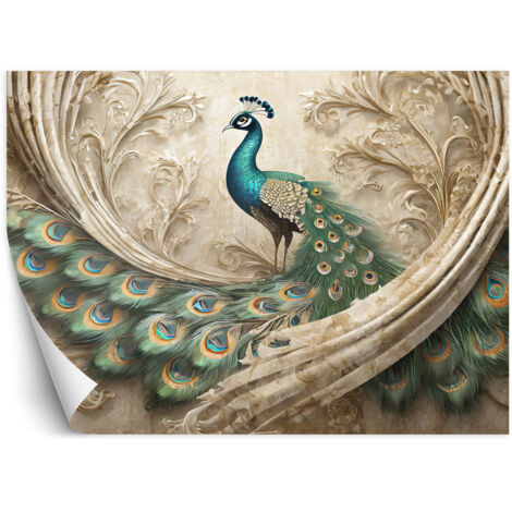 Fototapete Vogel Tiere Pfau Beige 450x315 cm (1/5)