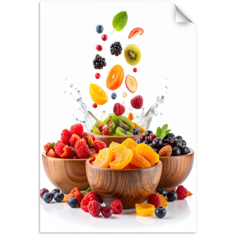 Selbstklebendes Poster – Wandsticker Bunte Früchte in Schalen 60x90 cm