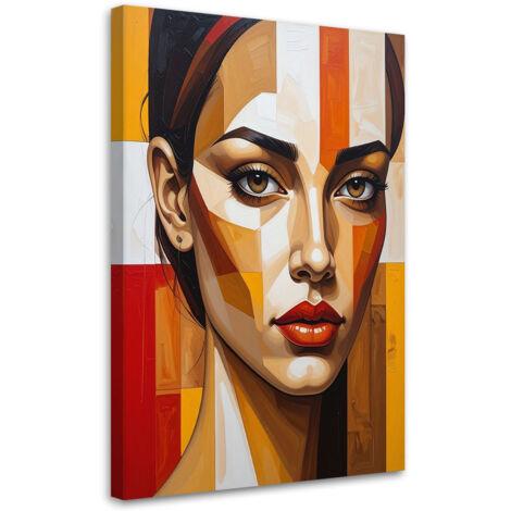 Wandbild Frau Porträt orange rot 60x90 cm (1/5)