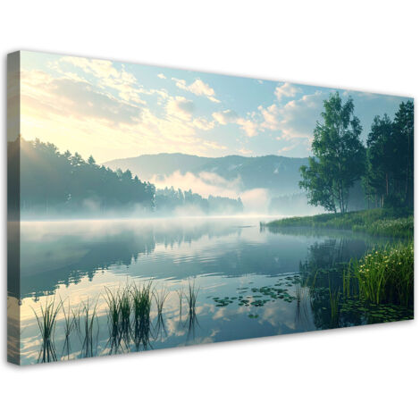 Wandbild Wald See im Nebel Landschaft 100x50 cm (1/5)